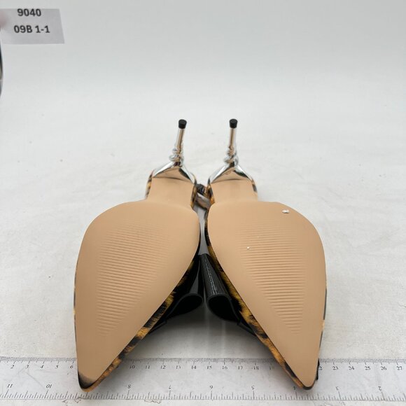 FOWT Leopard Pointed Toe Slingback Bow Dress Pumps Stiletto Heels Prom Sandals - Picture 7 of 8